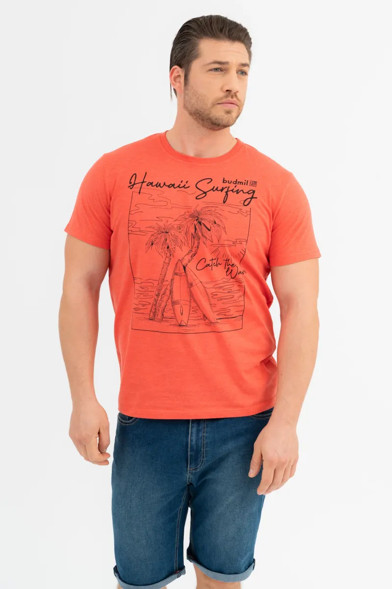 BUDMIL modern fit póló Férfi M narancs melír