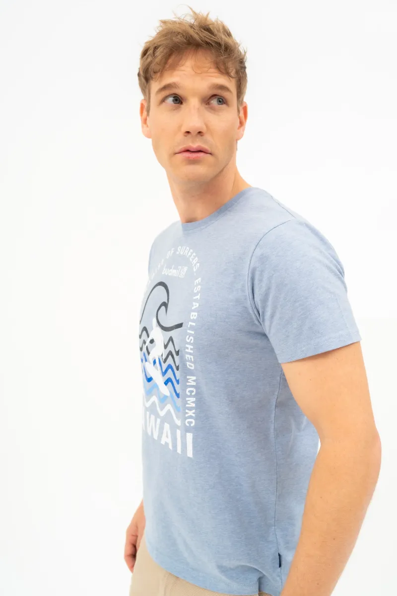 BUDMIL modern fit póló Férfi S kék melanzs 20300445-001251-0299