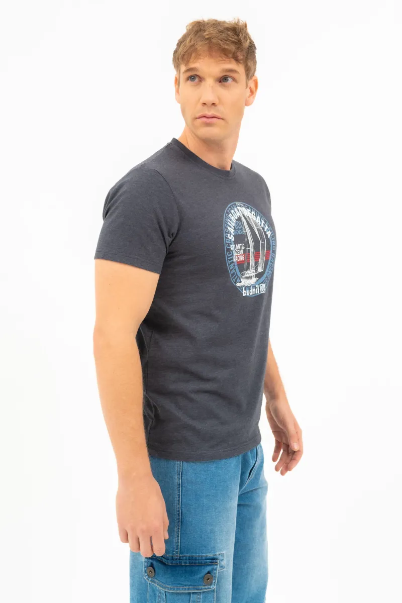 BUDMIL modern fit póló Férfi S s.kék-melír 20300445-003251-0299
