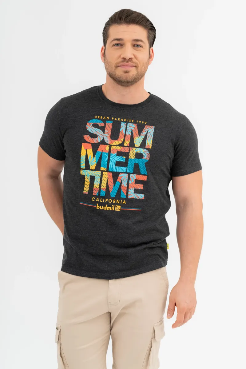 BUDMIL modern fit póló Férfi S s.szürke melír