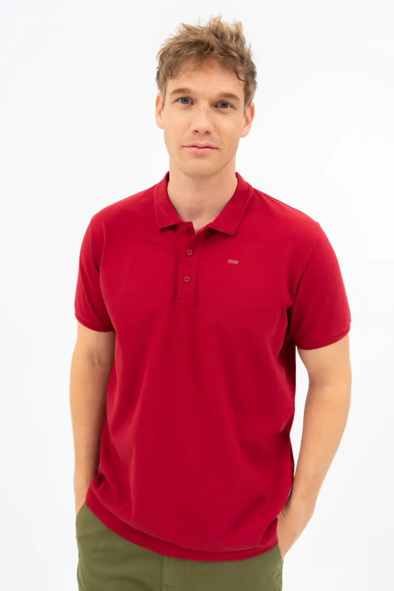 BUDMIL regular fit galléros póló Férfi L piros 20730270-003251-0499
