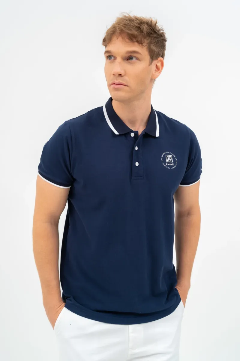 BUDMIL regular fit galléros póló Férfi L s.kék 20730262-002251-0499