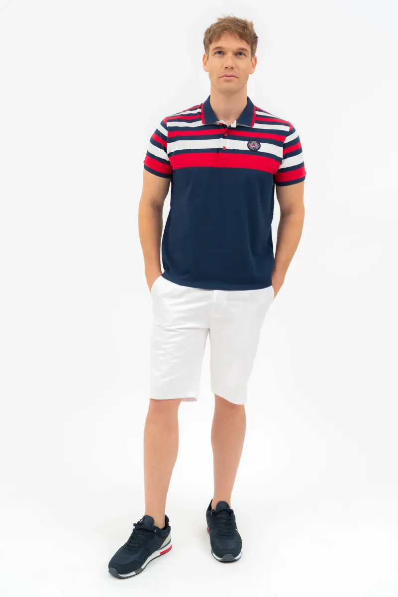 BUDMIL regular fit galléros póló Férfi M s.kék-fehér 20730266-001251-0399