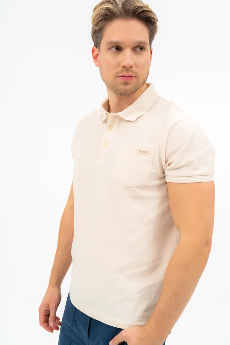 BUDMIL regular fit galléros póló Férfi XXXXL bézs 20730261-002251-0899