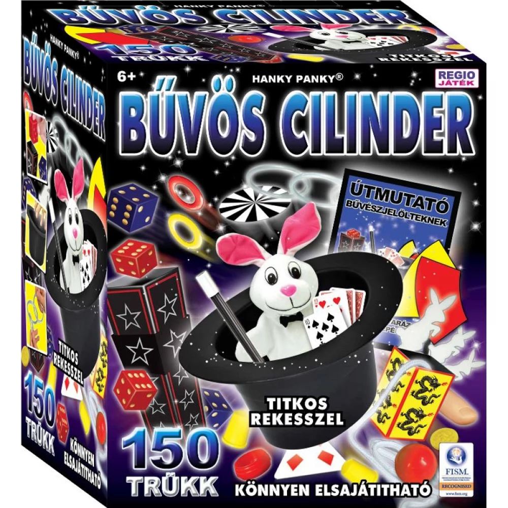 Bűvös cilinder bűvészdoboz készlet 150 trükkel