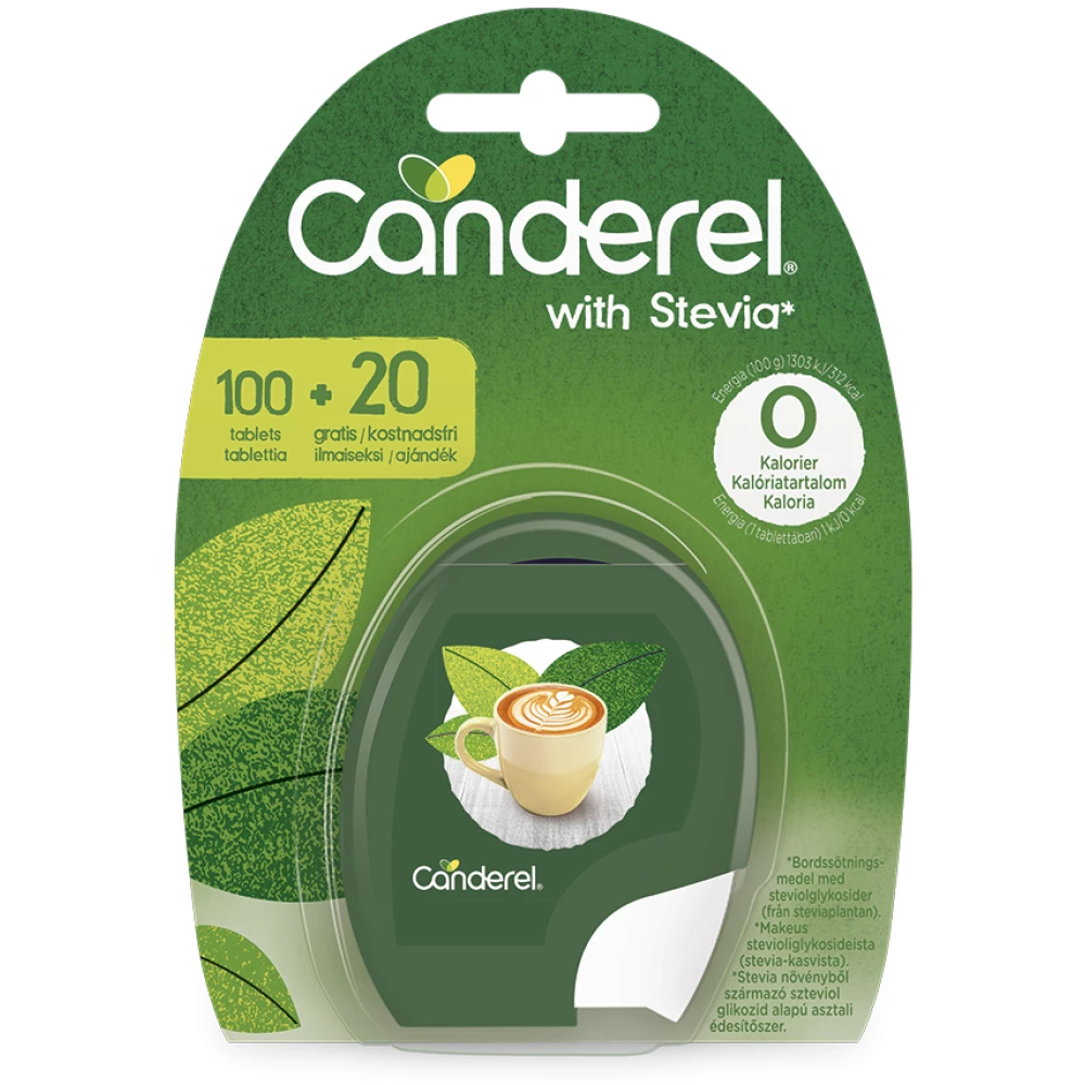 Canderel stevia alapú édesítőszer tabletta 100+20db-os 120 db