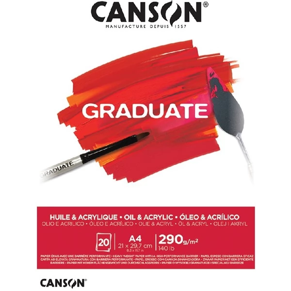 CANSON Graduate A4 álló 290 g/m2 ragasztott festő papírtömb