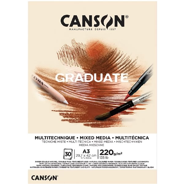 CANSON Graduate Mixed Media rajzpapírtömb A3 200g natúr