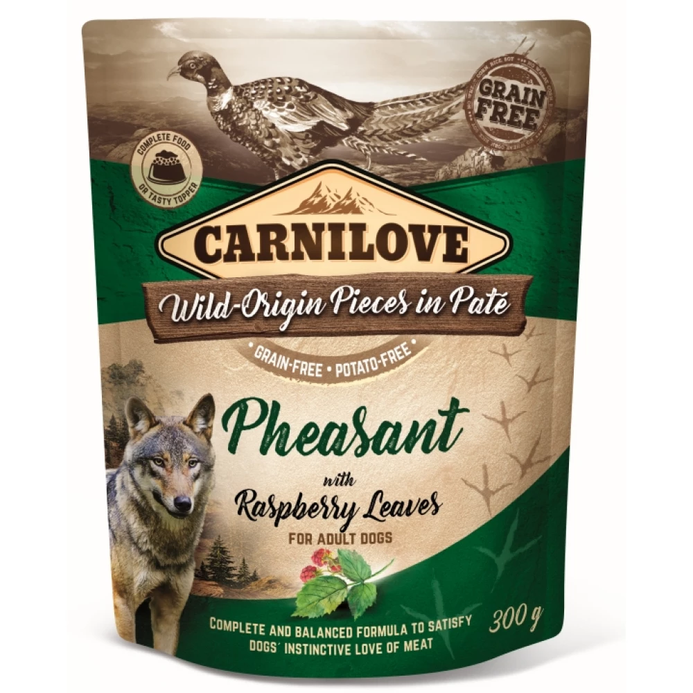 Carnilove Dog tasakos Paté Pheasant with Raspberry Leaves Fácán málnalevéllel 300g HU