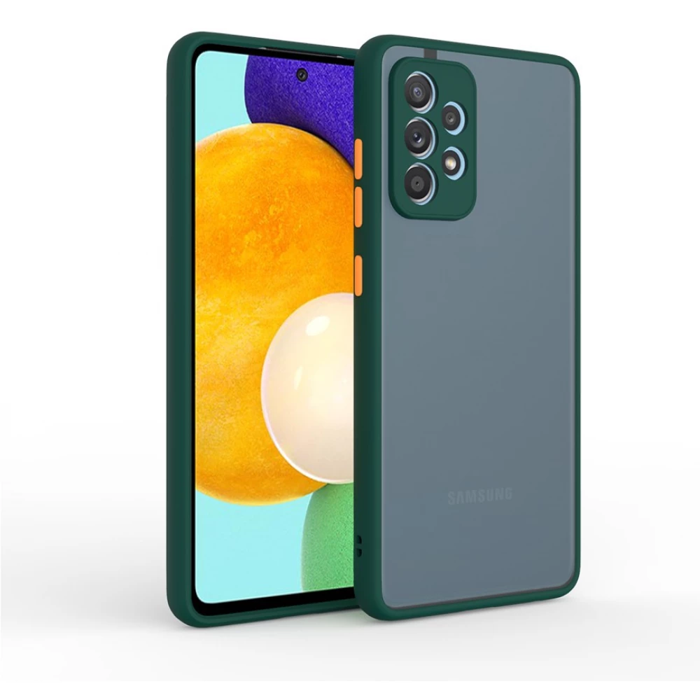 CELLECT Műanyag matt tok Samsung Galaxy A72 5G zöld-narancssárga