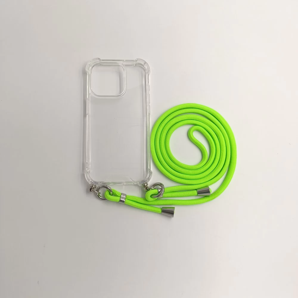 CELLECT Nyakba akasztható hátlaptok iPhone 15 átlátszó-zöld zsinór