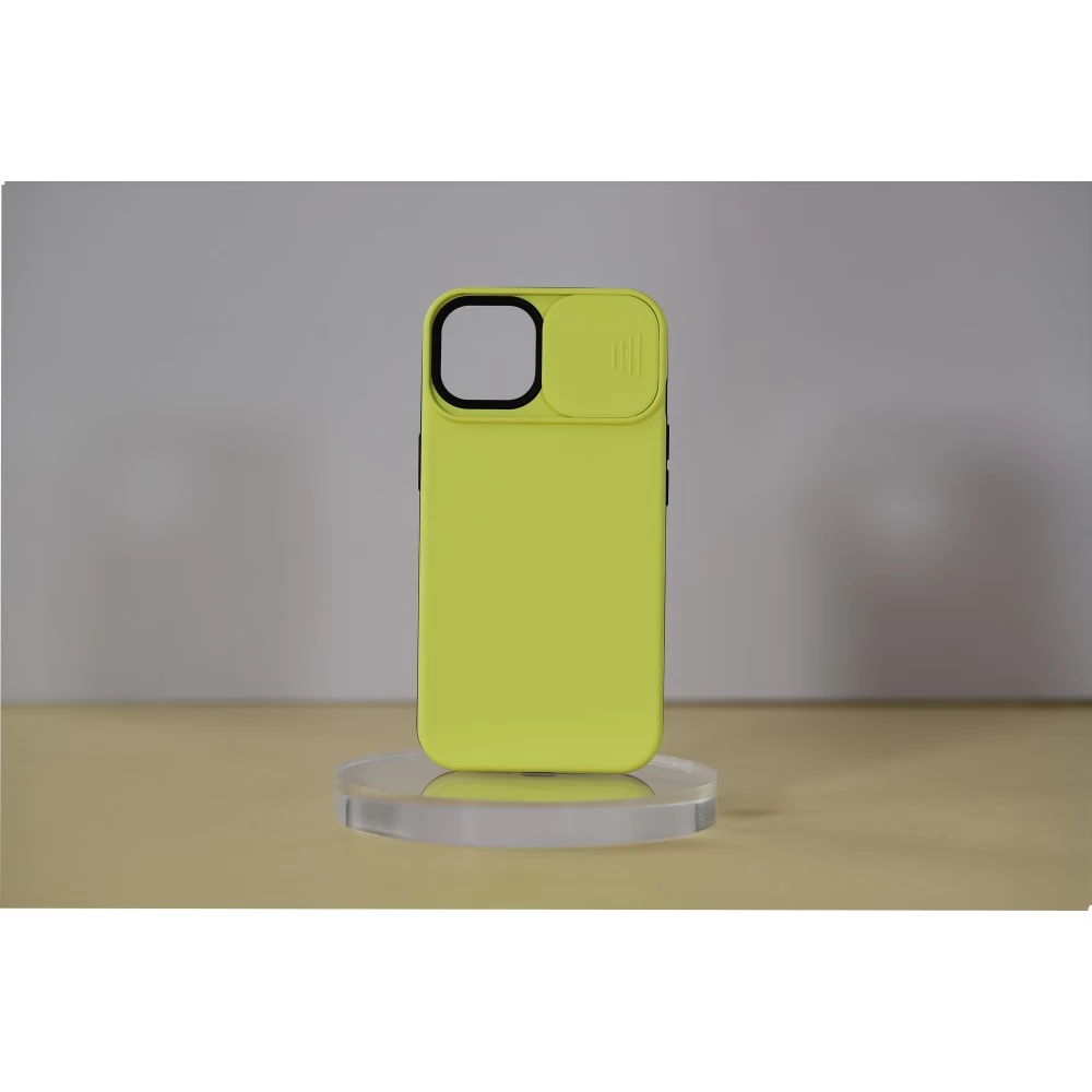 CELLECT TPU+PC Csúsztatható kameravédős hátlaptok iPhone 14 Plus sárga