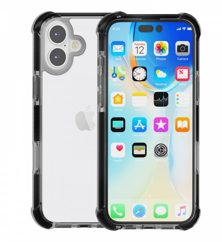 CELLECT Ütésálló szilikon hátlap Fekete iPhone 16 Plus