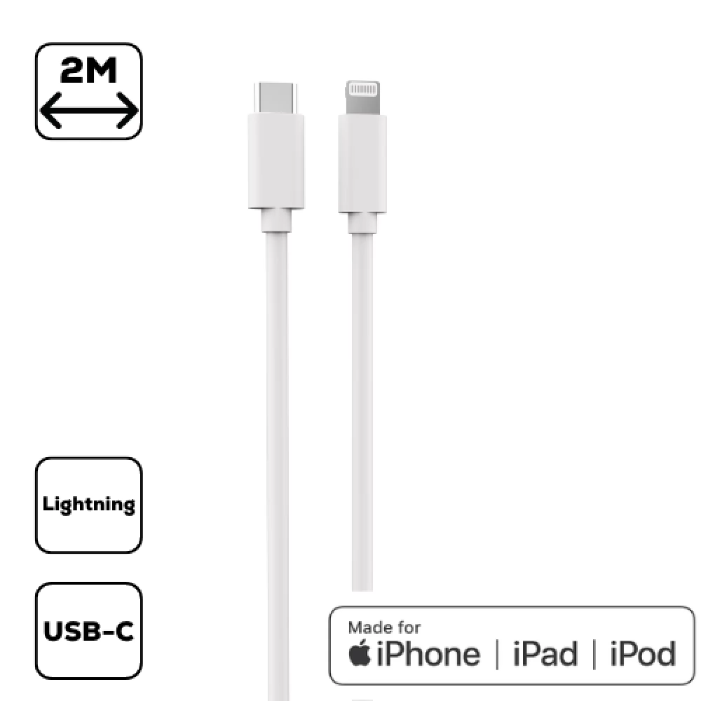 CELLECT USB 2.0 Type C Lightning Töltő/adat Fehér 2m MDCU-IPHMFI2-TYPEC-W