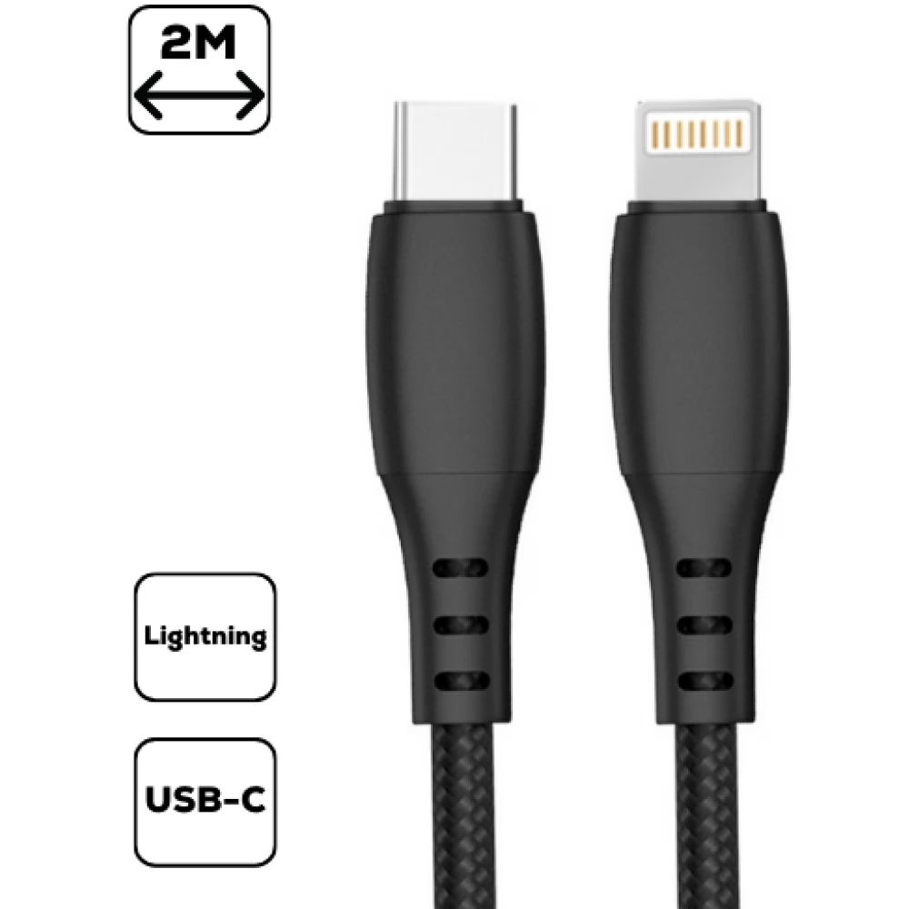 CELLECT USB 2.0 Type C Lightning Töltő/adat Fekete 2m MDCU-TYPEC-LIGHTN2BK