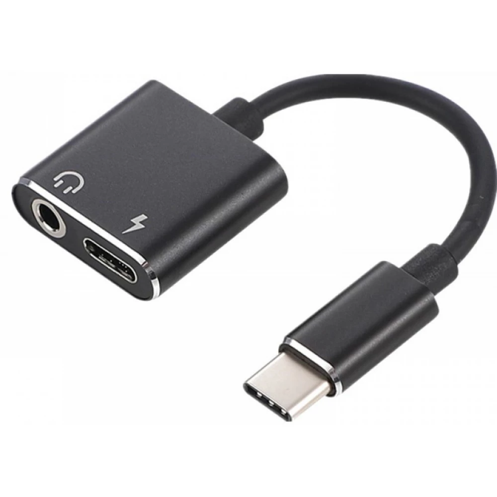 CELLECT USB 2.0 Type C USB 2.0 Type C + Jack Hosszabbító Fekete 10cm ADAPT-TYPEC-JACK-CH1