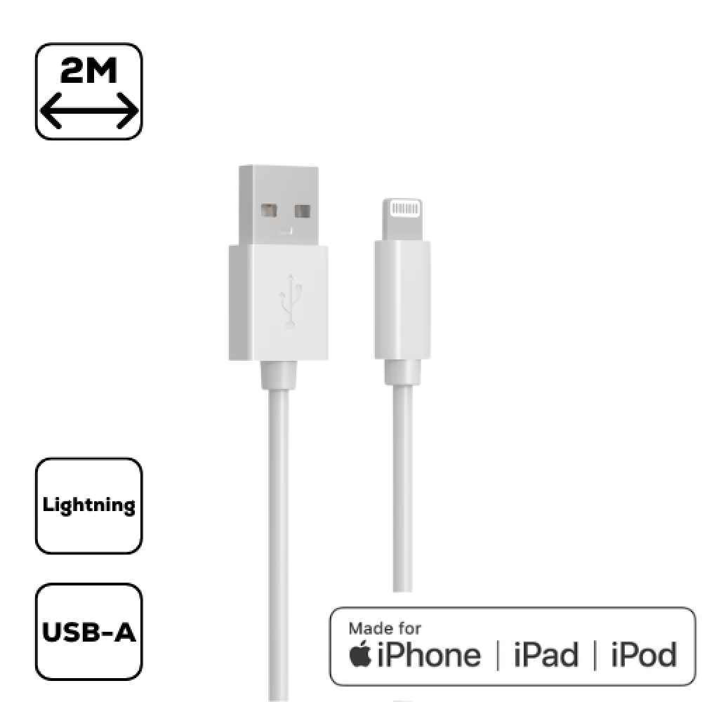 CELLECT USB Lightning Töltő/adat Fehér 2m MDCU-IPH-MFI2-W