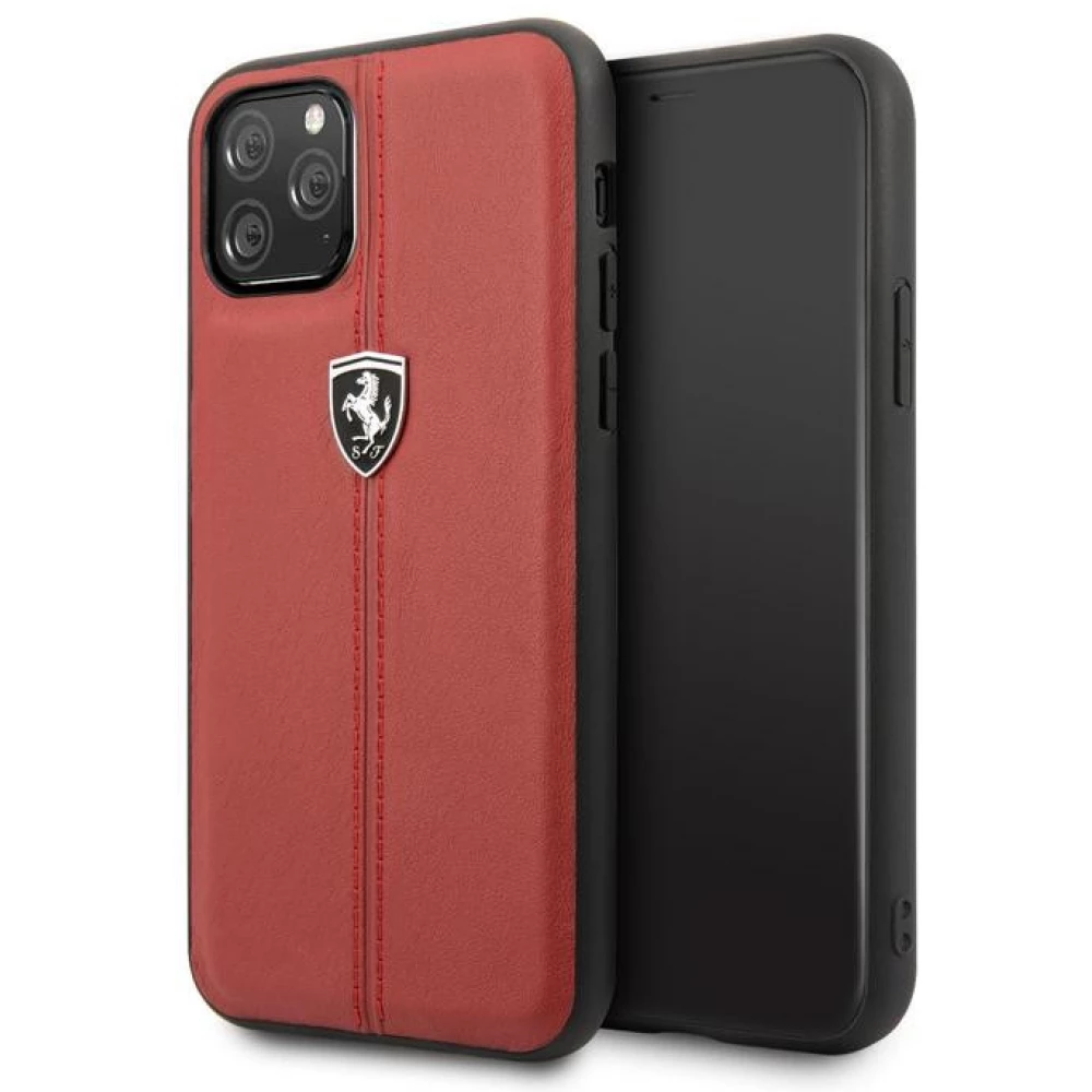 CG MOBILE Bőr hátlap tok Ferrari Off Track Logóval iPhone 11 Pro piros