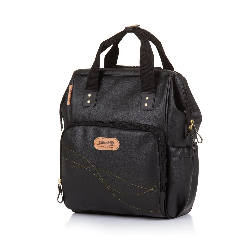 CHIPOLINO babakocsira rögzíthető hátizsák - Black Leather