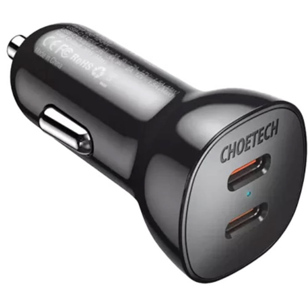 CHOETECH C0008 Autós töltő 2xUSB-C 40W fekete