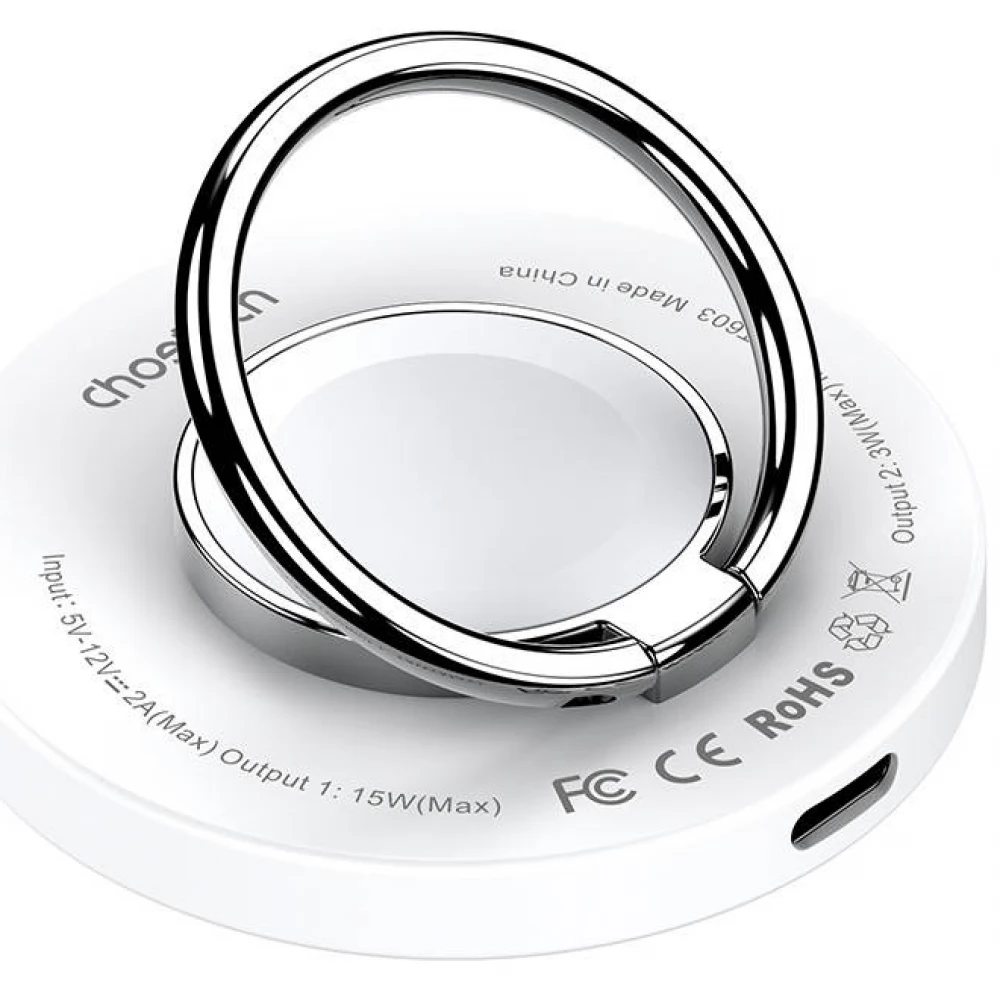 CHOETECH T603-F 2 in 1 Vezeték nélküli mágneses töltő gyűrű 15W fehér