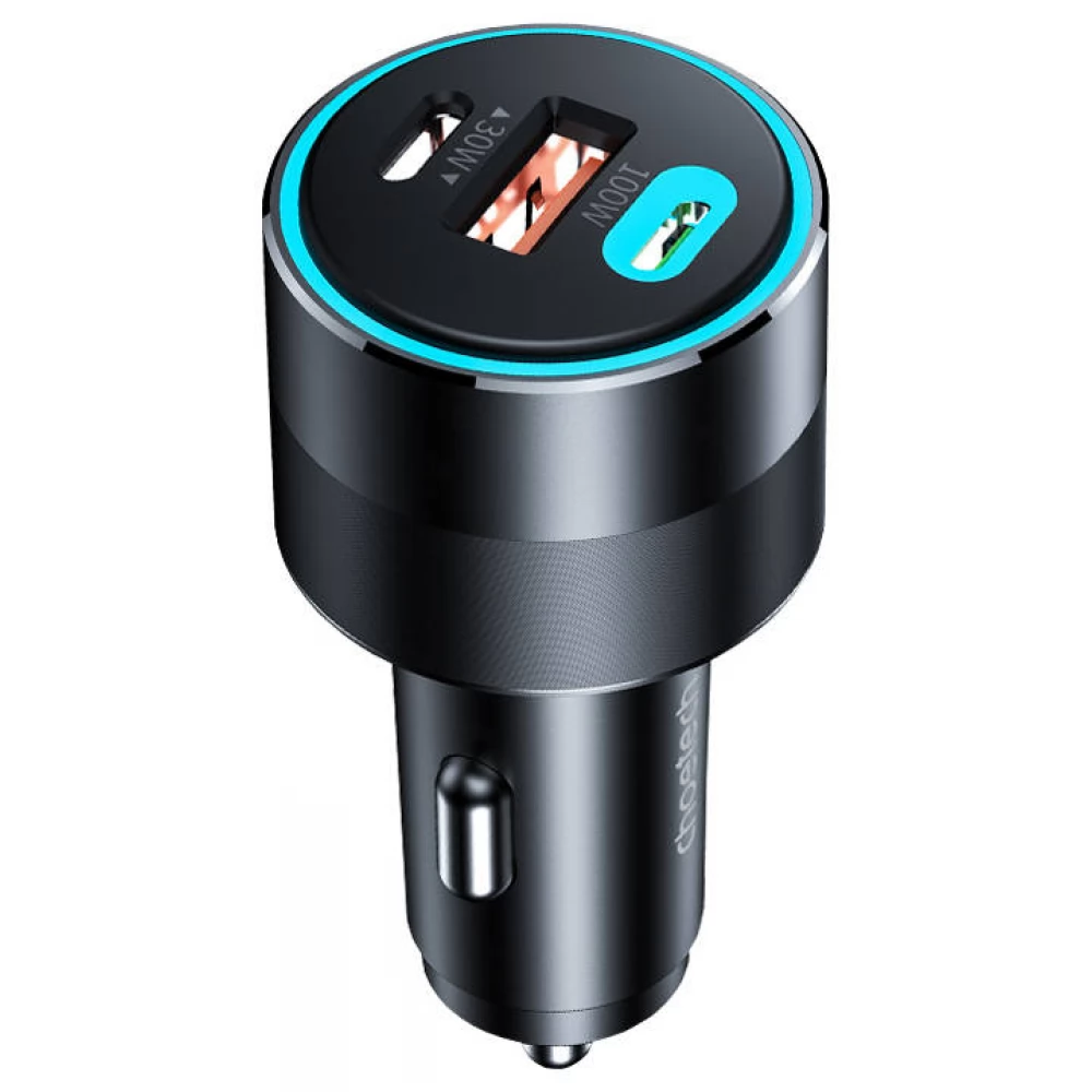 CHOETECH TC0011 Autós töltő 2xUSB-C 1xUSb fekete