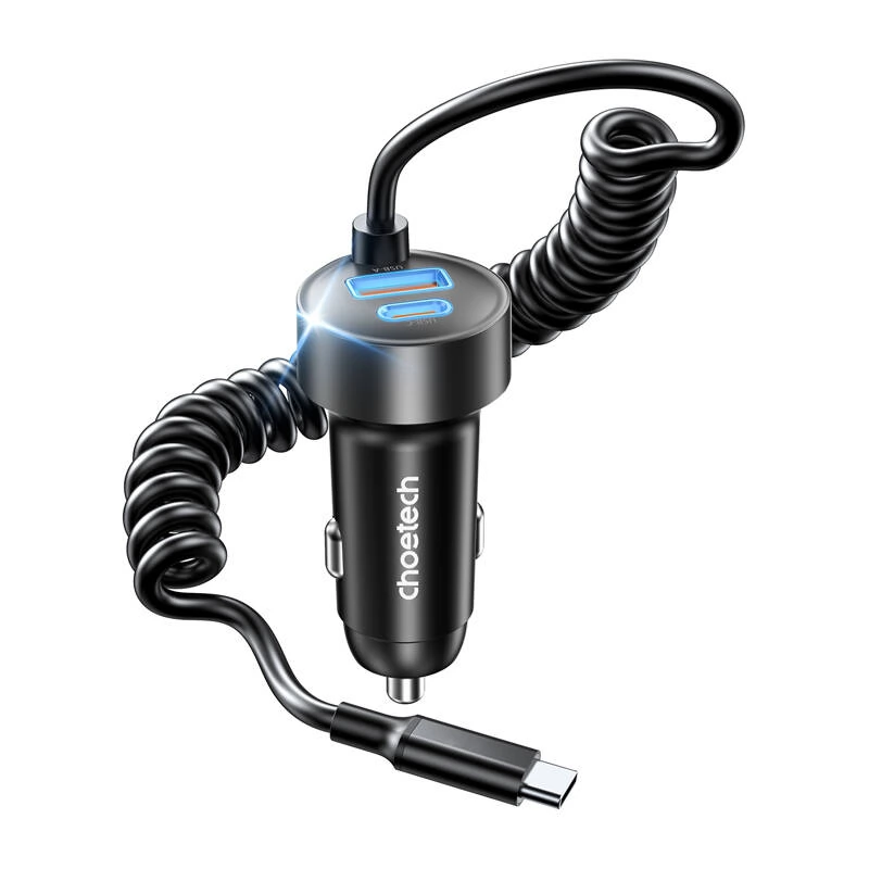 CHOETECH TC0030 Autós töltő 1xUSB 1xUSB-C 65W fekete