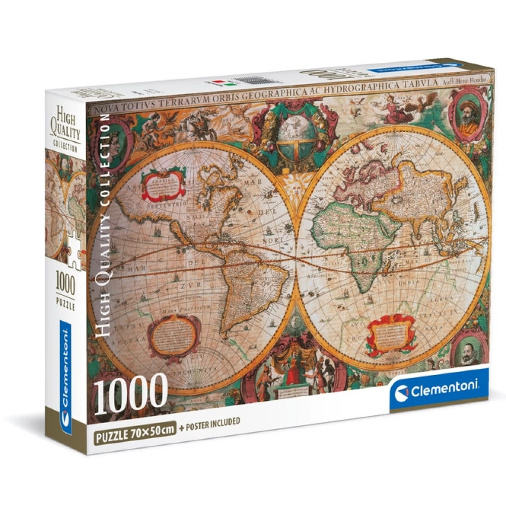CLEMENTONI Puzzle játék 1000 darabos High Quality Collection Régi térkép + poszter
