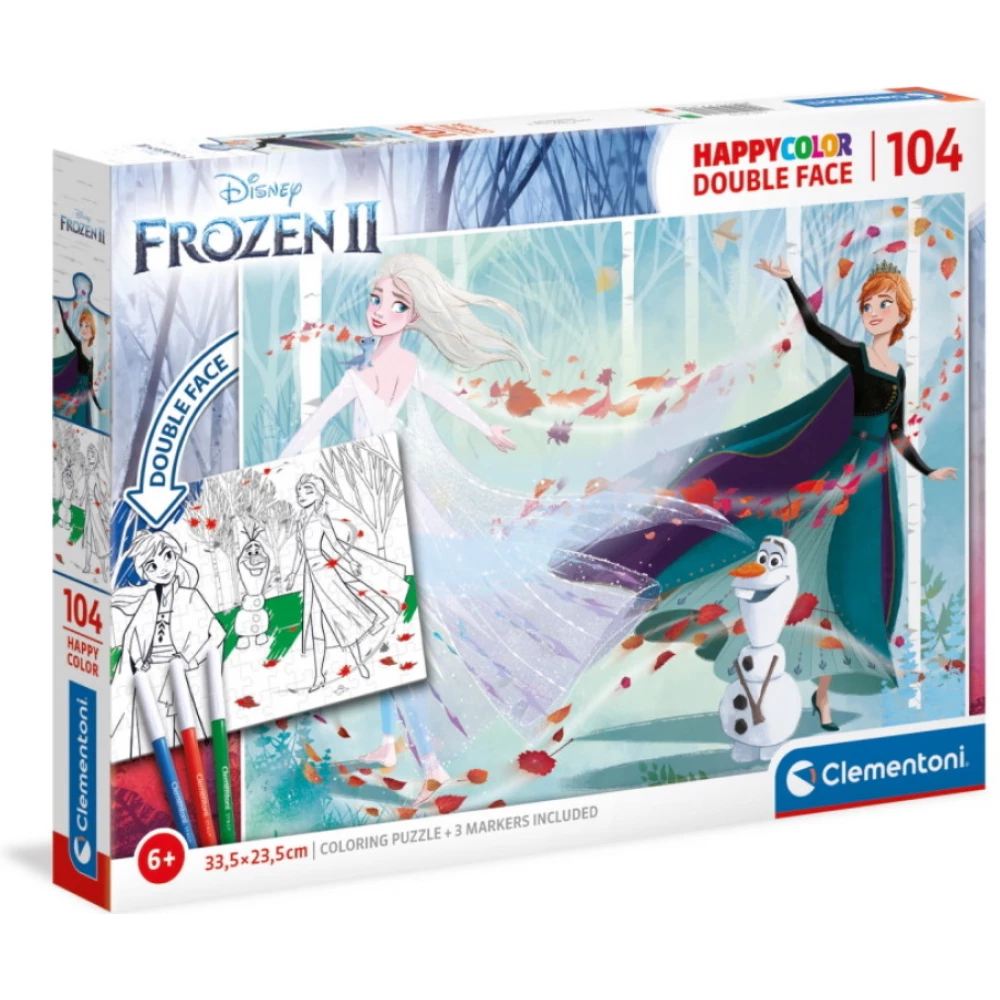 CLEMENTONI Puzzle játék 104 darabos HappyColor Double Face Disney Jégvarázs 2