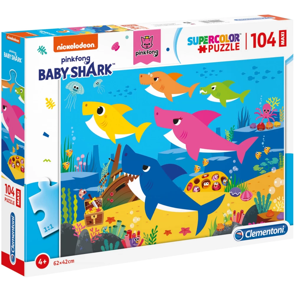 CLEMENTONI Puzzle játék 104 darabos SuperColor Maxi Pinkfong Baby Shark