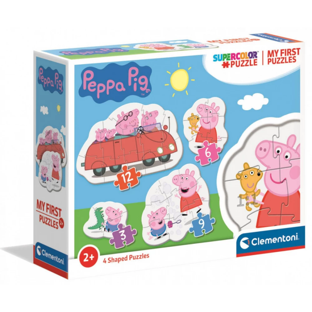 CLEMENTONI Puzzle játék 3 6 9 12 darabos My First SuperColor Peppa malac