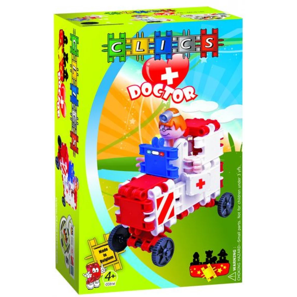 CLICS TOYS Mentőautó orvossal építőjáték készlet CC014