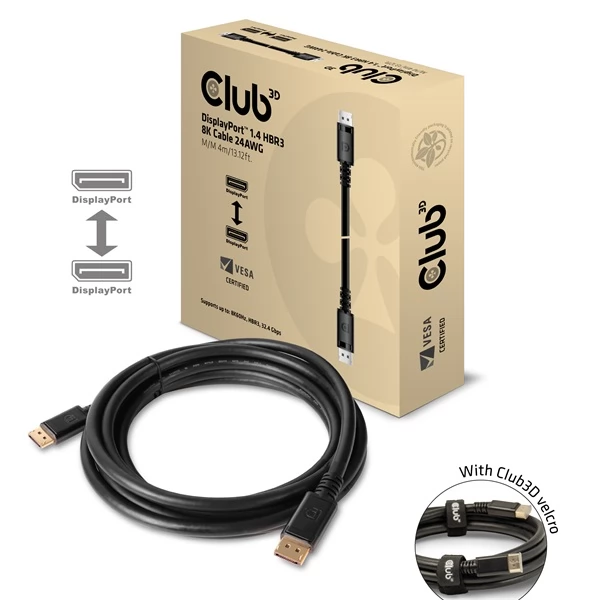 CLUB3D DisplayPort 1.4 Összekötő Fekete 4m CAC-1069B