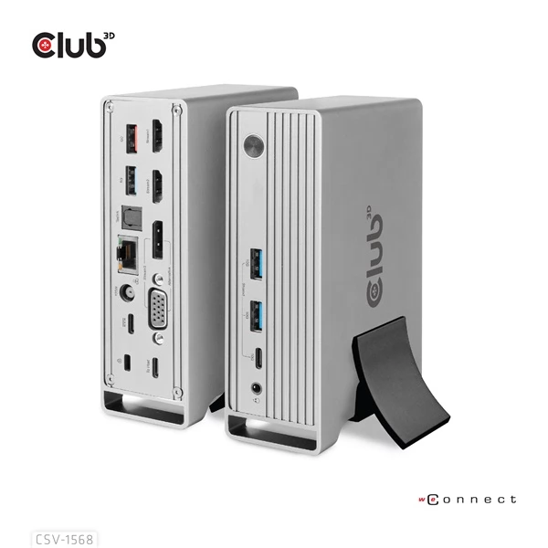 CLUB3D USB Gen2 Type-C Triple Display DP 1.4 Alt mode Smart PD Charging Dock with 120 Watt PSU