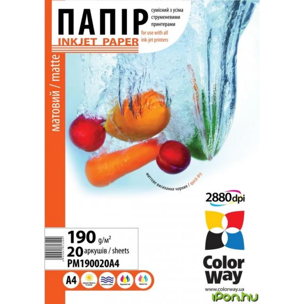 COLORWAY PM190020A4 Matt fotópapír A4 190g (20 lap)