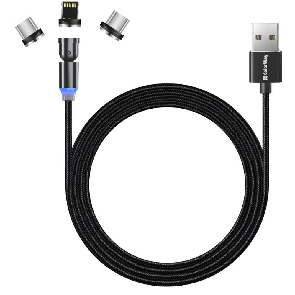 COLORWAY USB Lightning + Micro USB + USB Type C Átalakító Fekete 1m CW-CBUU037-BK