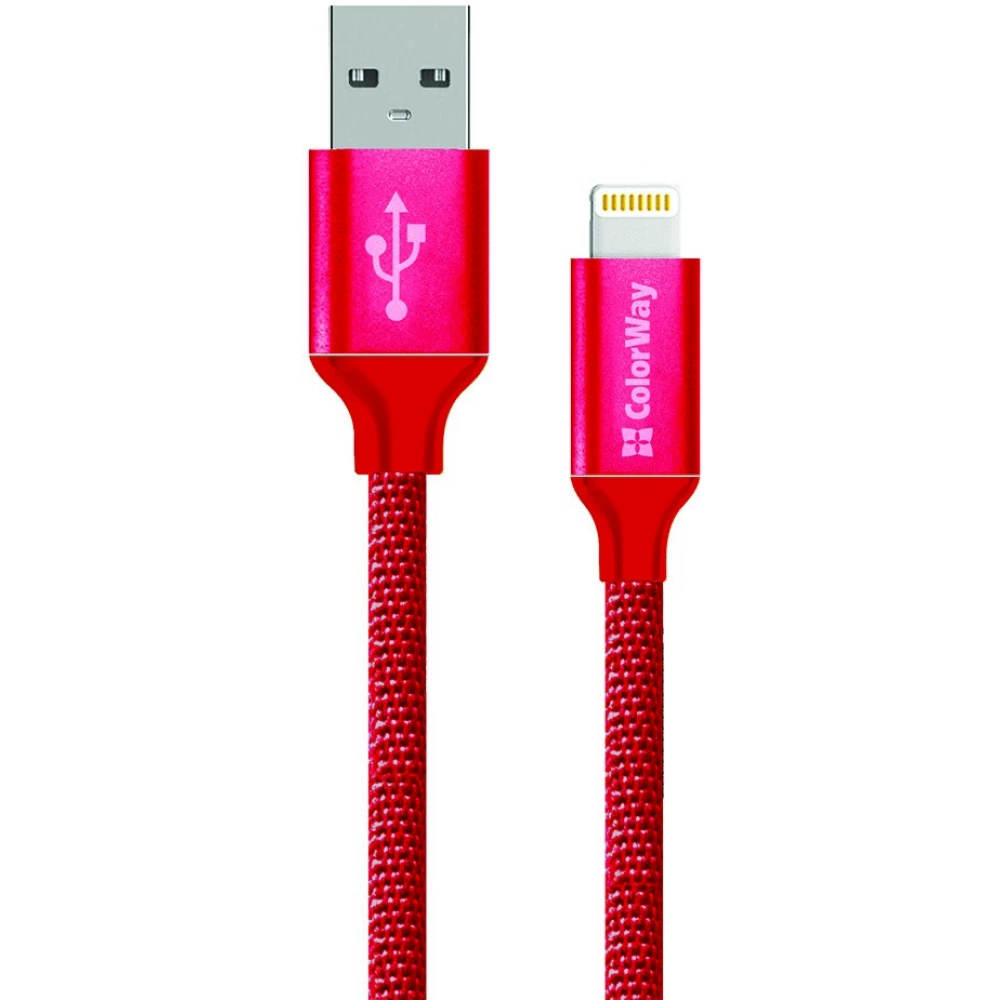 COLORWAY USB Lightning Töltő/adatkábel Piros 1m CW-CBUL004-RD
