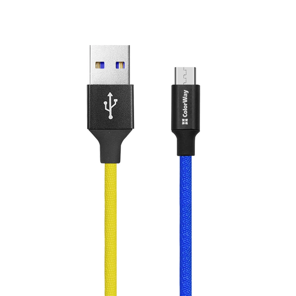 COLORWAY USB Micro USB Átalakító Kék-Sárga 1m CW-CBUM052-BLY