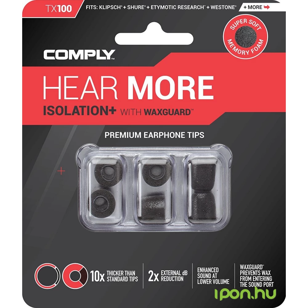COMPLY Isolation Plus Tx-100 memóriahab fülilleszték M fekete