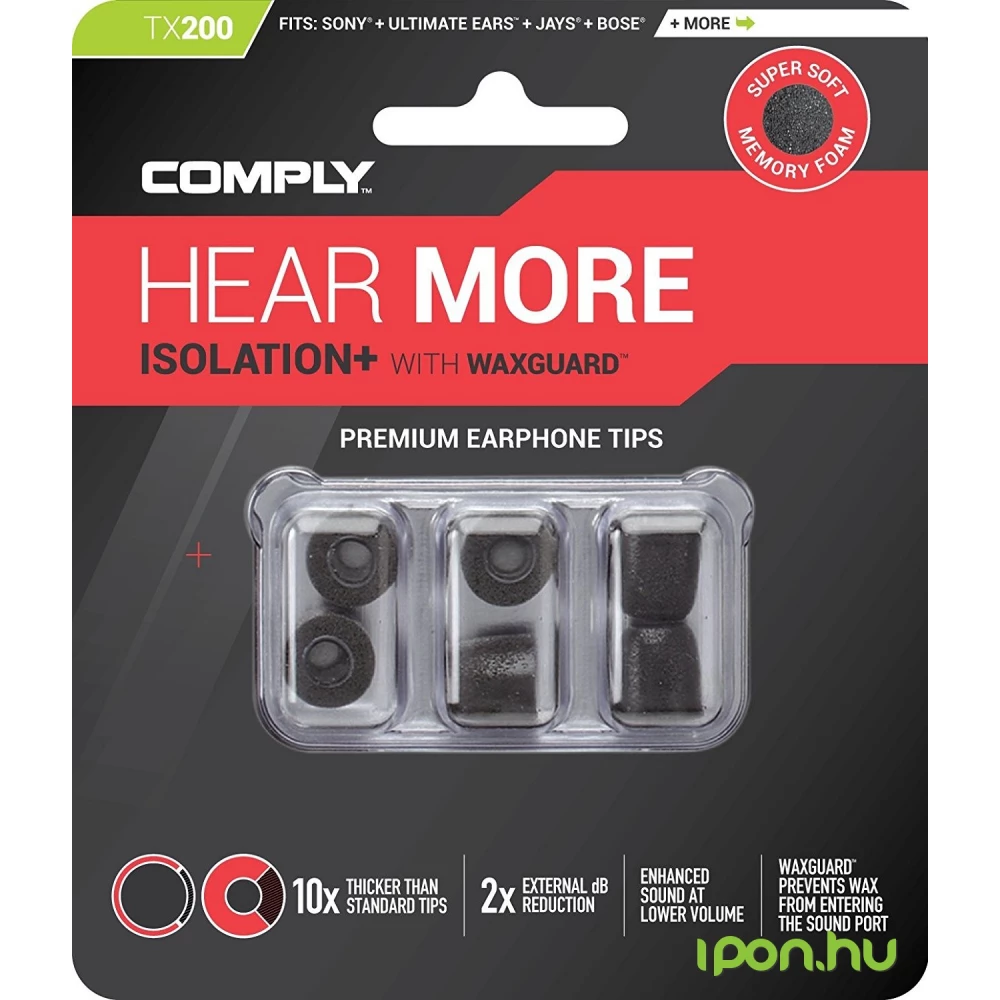 COMPLY Isolation Plus Tx-200 memóriahab fülilleszték S fekete