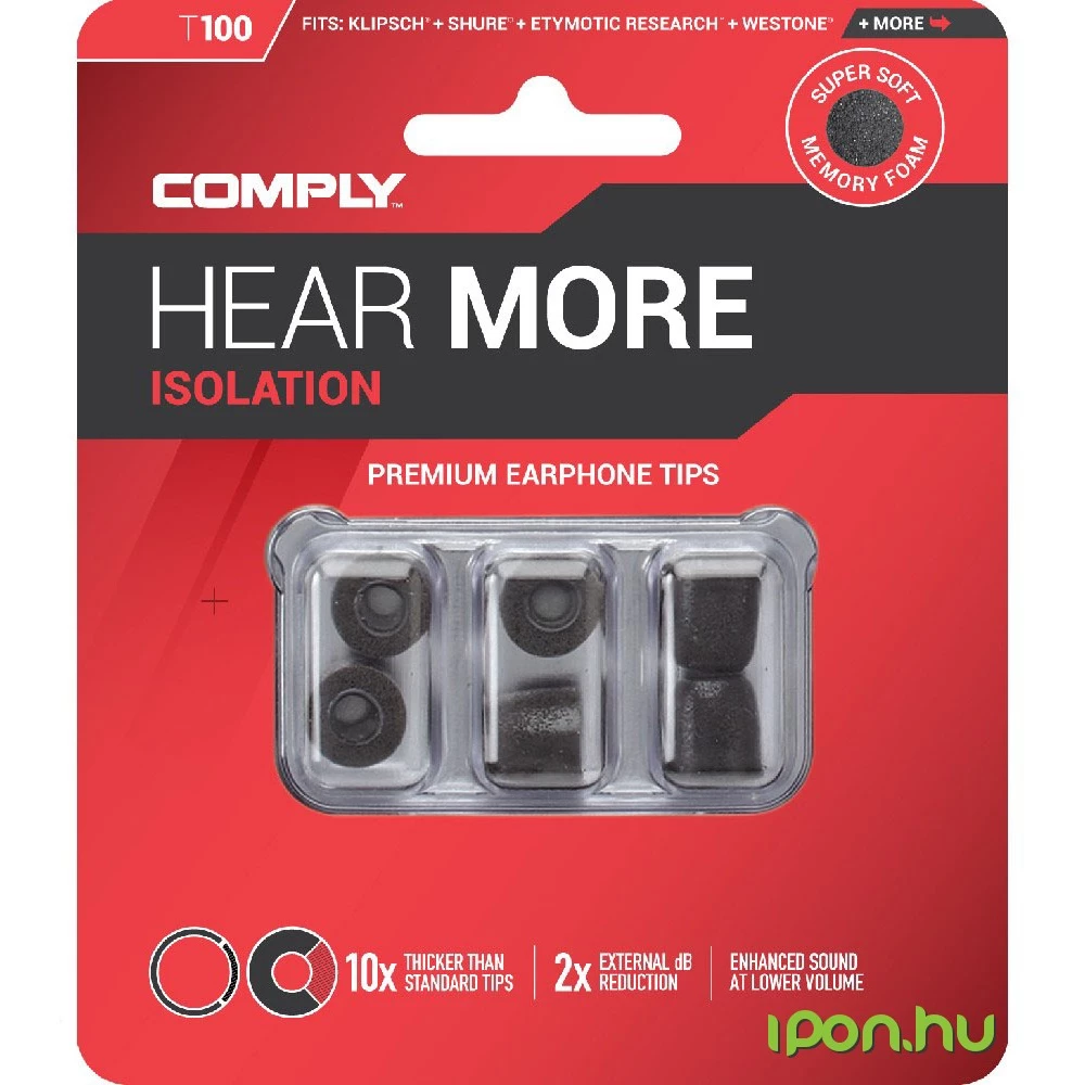 COMPLY Isolation T-100 memóriahab fülilleszték M fekete