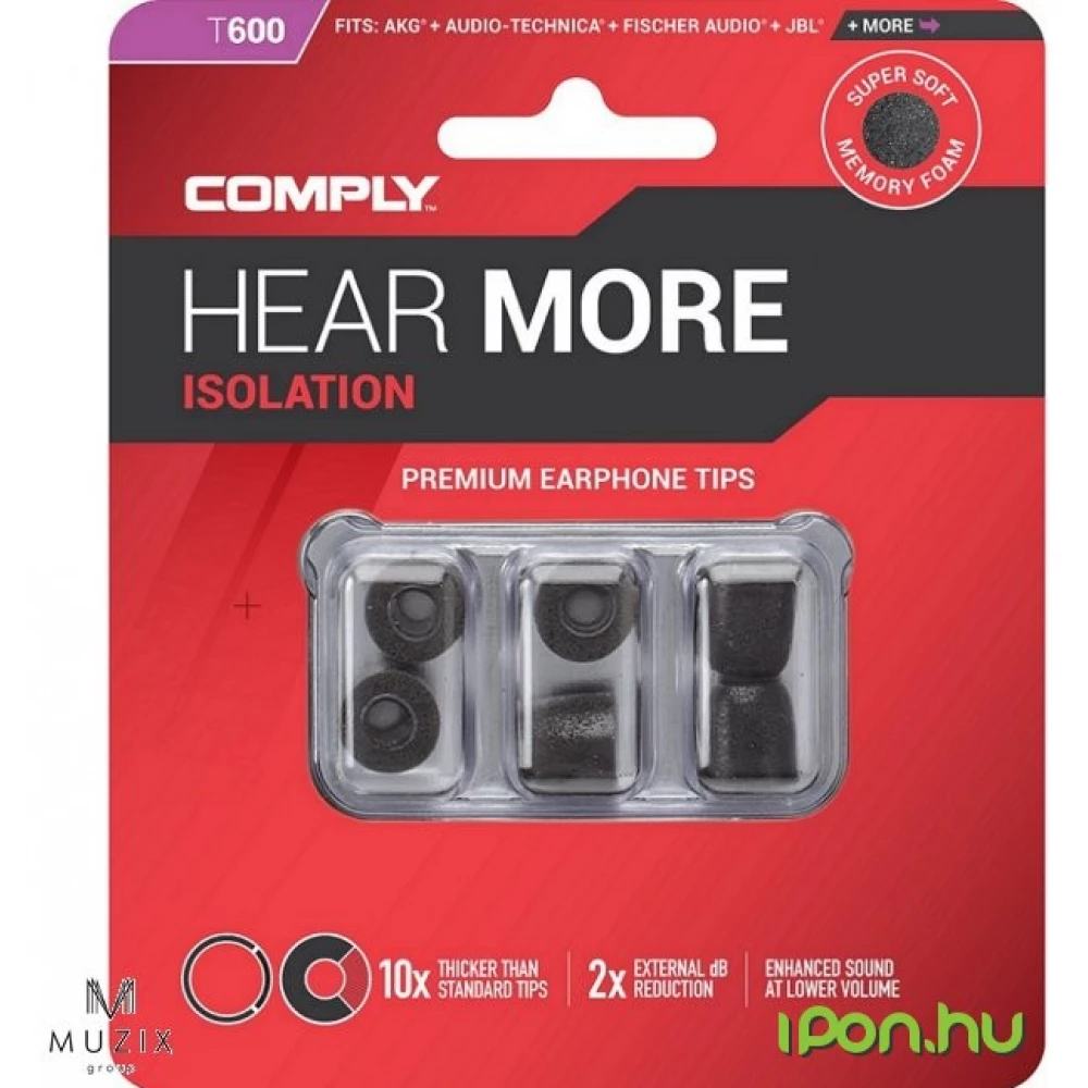 COMPLY Isolation T-600 memóriahab fülilleszték S fekete