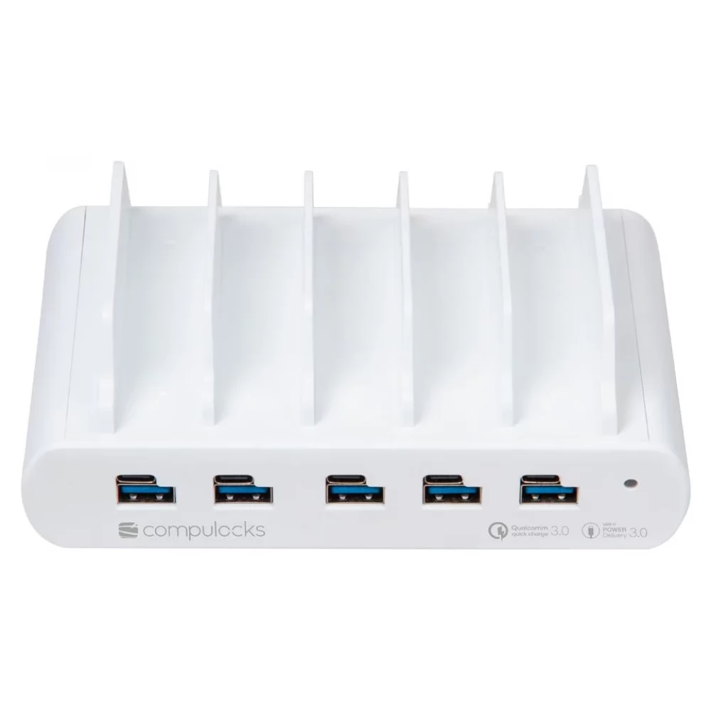 COMPULOCKS 5 Port USB and USB-C Multiple Tablet Charging Station - EU Plugs