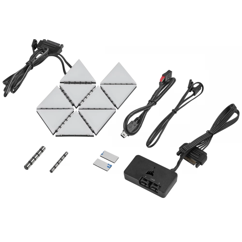 CORSAIR iCUE LC100 Case Accent Lighting Panels - Mini Triangle 9 darabos kezdő készlet