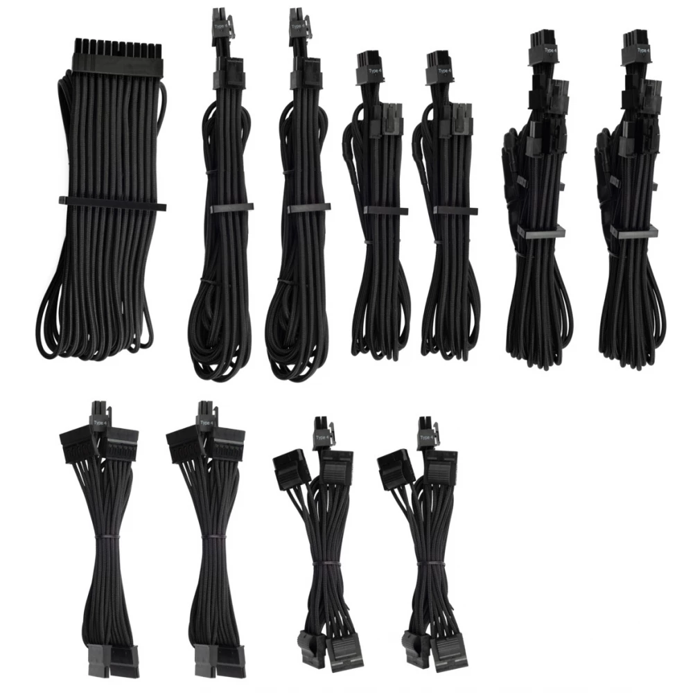 CORSAIR Premium Individually Sleeved PSU Cables Pro Kit Type 4 Gen 4 – fekete