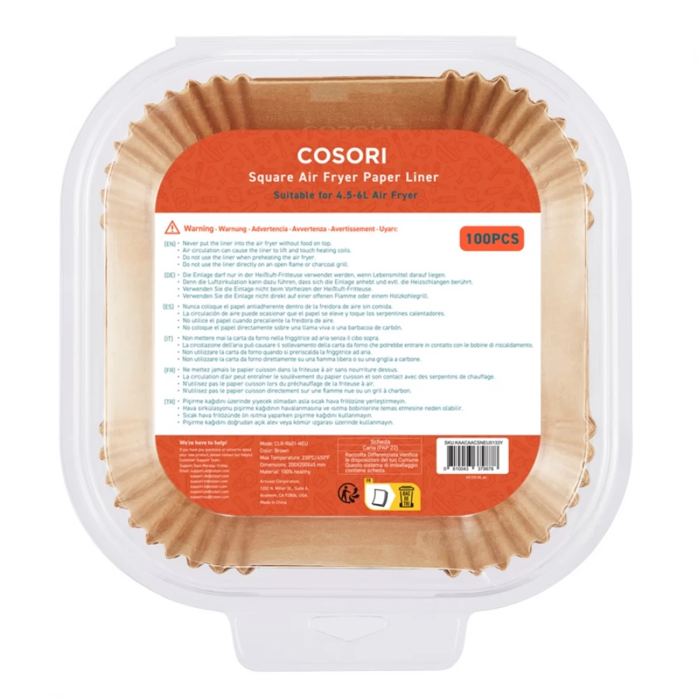 COSORI CLR-R601-NEU Forrólevegős sütőhöz papírtányér 100db