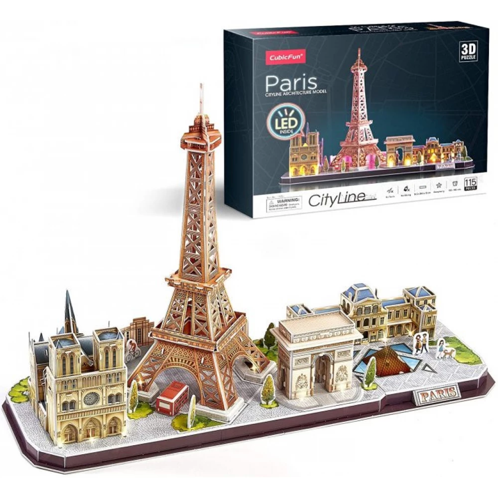 CUBICFUN 3D puzzle játék 115 darabos CityLine Párizs 3D LED világítással