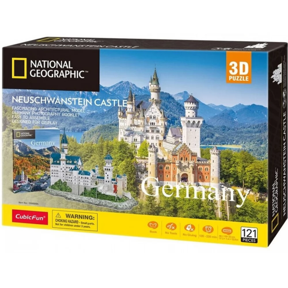 CUBICFUN 3D puzzle játék 121 darabos National Geographic Neuschwanstein kastély