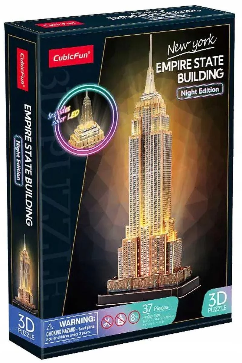 CUBICFUN 3D puzzle játék 37 darabos Empire State Building éjszakai változat LED világítással