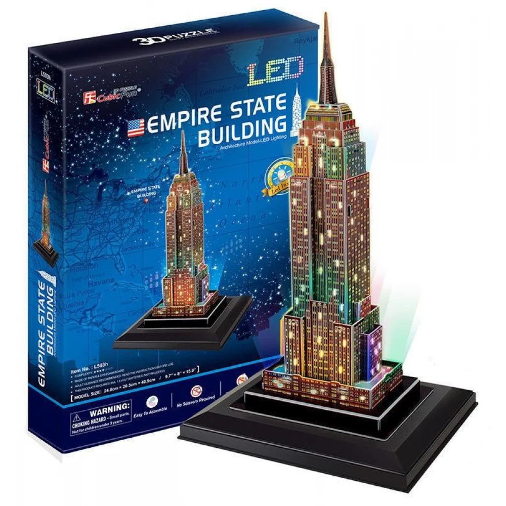 CUBICFUN 3D puzzle játék 38 darabos Empire State Building LED világítással
